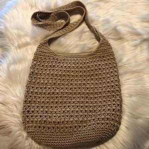 The Sak cream beige crochet crossbody handbag